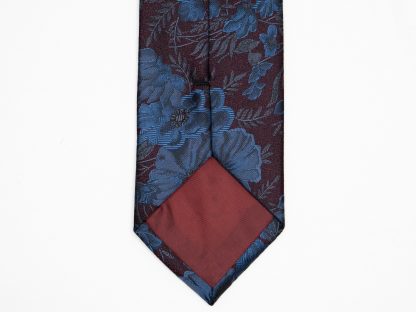 Burgundy and blue floral tie - Image 4